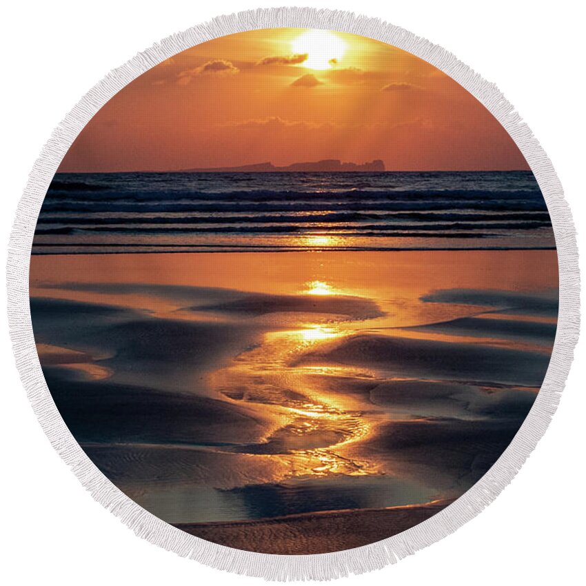 Donegal Round Beach Towel featuring the photograph Summer Solstice Sunset by John Soffe