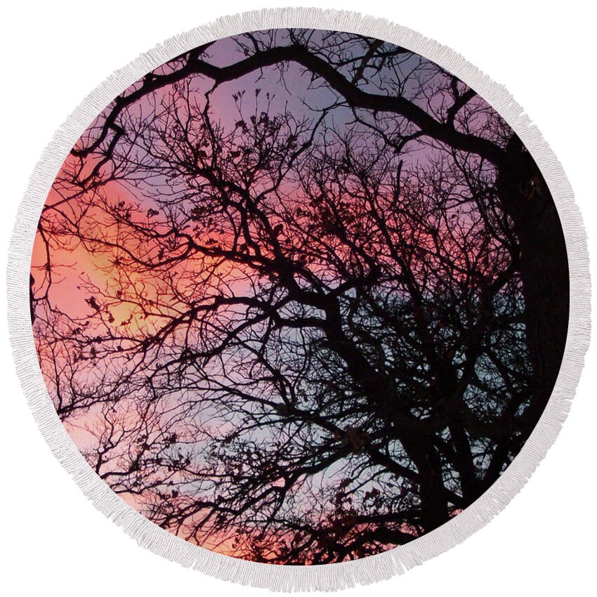 Nature Round Beach Towel featuring the photograph Sundown Time by Mary Mikawoz