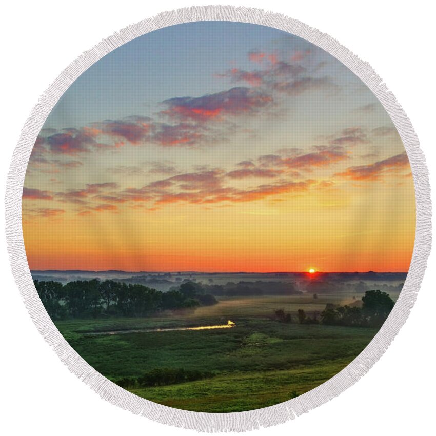 Sunrise Round Beach Towel featuring the photograph Sunrise From O'Brien No.1 by Bruce Morrison