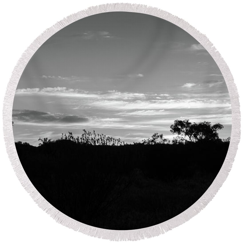 Australia Round Beach Towel featuring the photograph Sunrise in black and white by Agnes Caruso