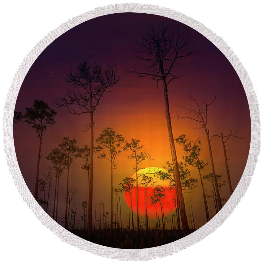 Sunrise Round Beach Towel featuring the photograph Sunrise in Everglades National Park by Mark Andrew Thomas