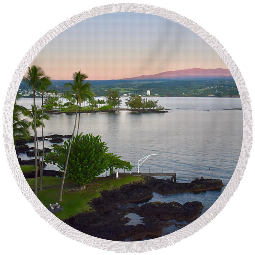 Garyfrichards Round Beach Towel featuring the photograph Sunrise On Hawaii Big Island by Gary F Richards