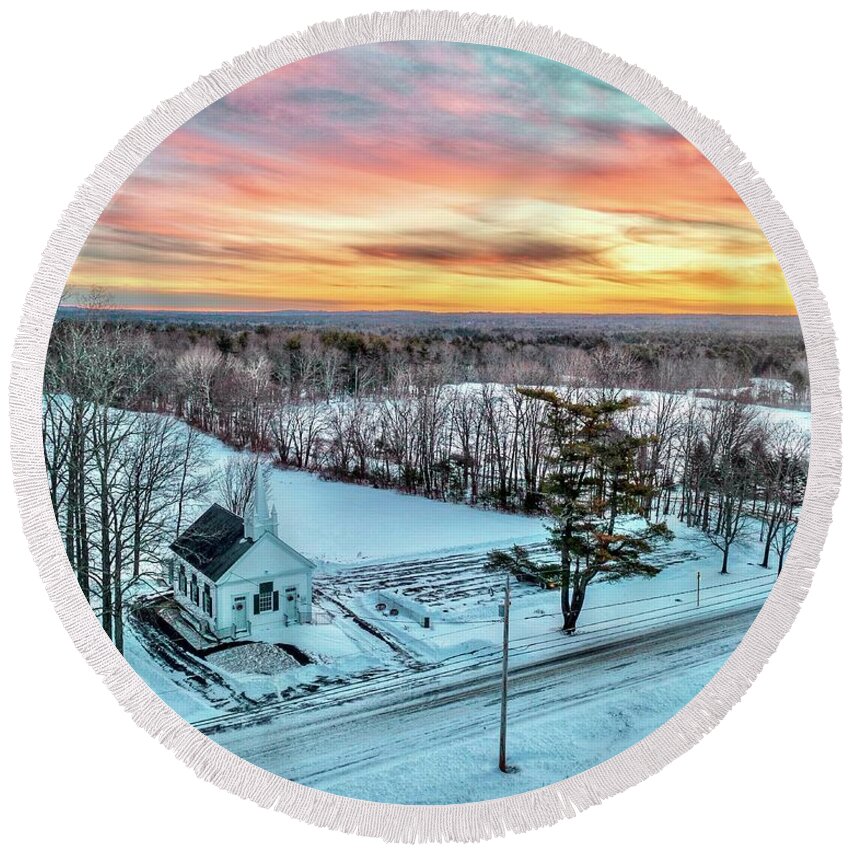  Round Beach Towel featuring the photograph Sunrise on Salmon Falls Road by John Gisis
