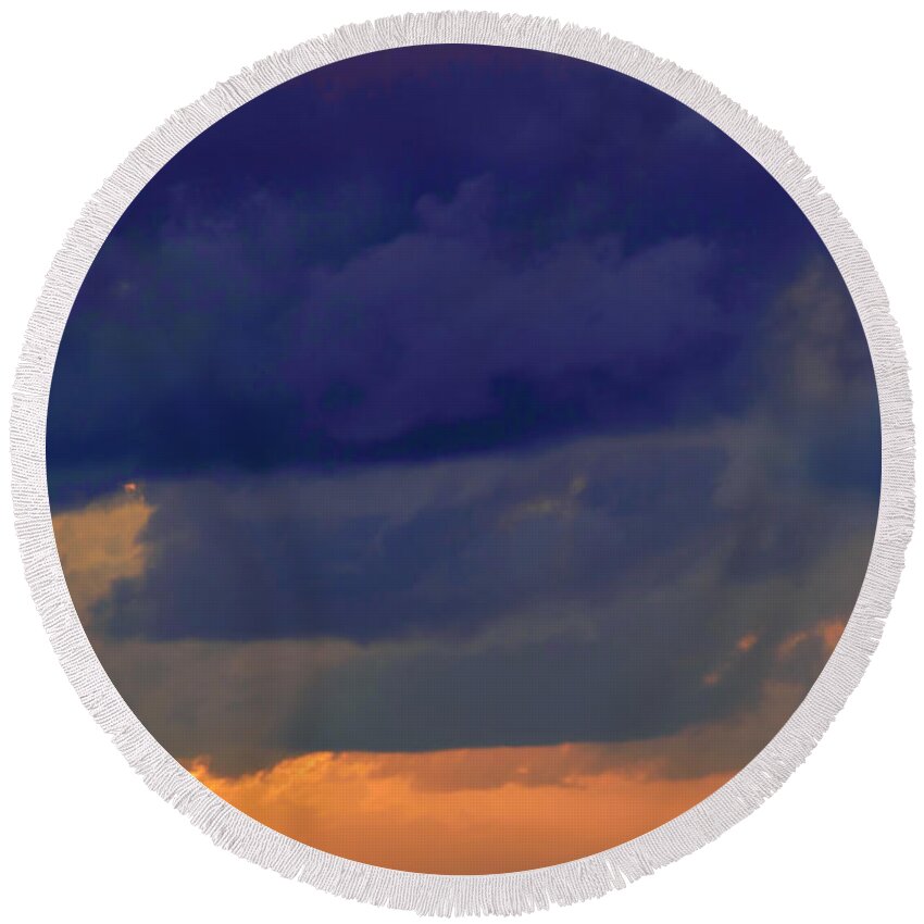 Clouds Round Beach Towel featuring the photograph Sunset 3 by AE Jones