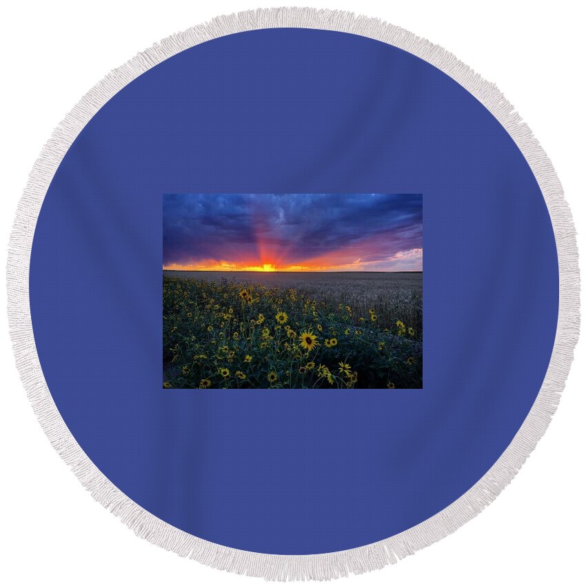 Sunset Round Beach Towel featuring the photograph Sunset 1 by Julie Powell
