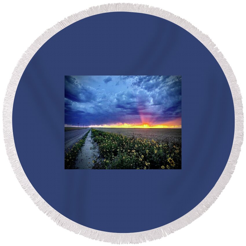 Sunset Round Beach Towel featuring the photograph Sunset 3 by Julie Powell