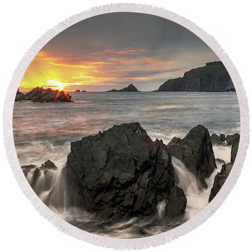 Ballincolla Round Beach Towel featuring the photograph Sunset at Sybil Head, Dingle Peninsula, Co. Kerry, Ireland by George Jackson