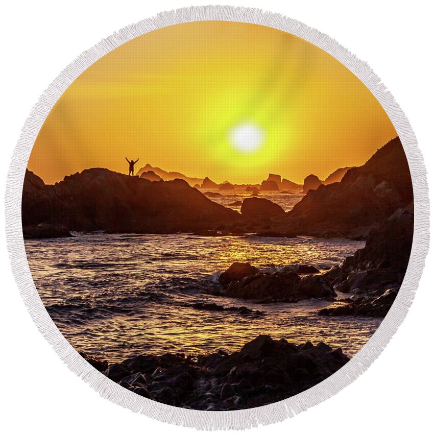 Sunset Round Beach Towel featuring the photograph Sunset Celebration by Harold Rau