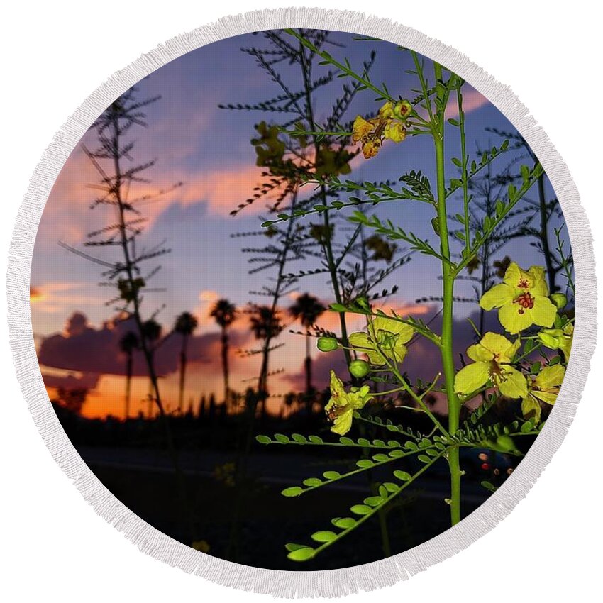 Sunset Round Beach Towel featuring the photograph Sunset by Chris Tarpening