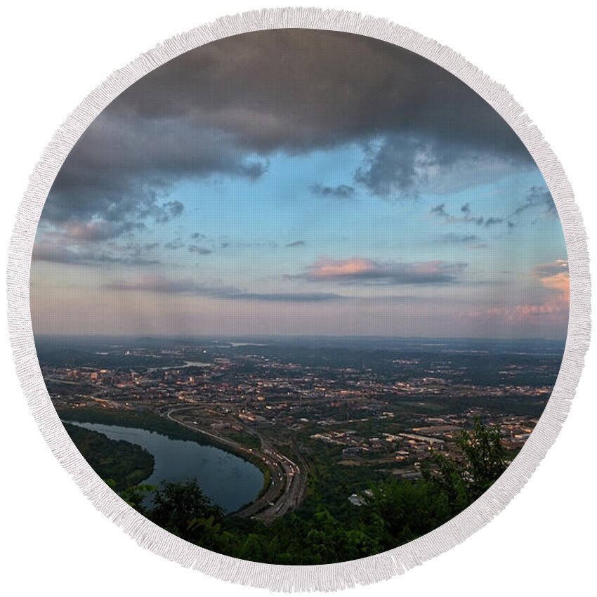 Chattanooga Round Beach Towel featuring the photograph Sunset Over Chattanooga by George Taylor