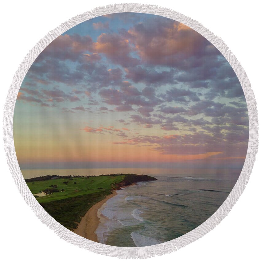 Long Reef Round Beach Towel featuring the photograph Sunset over Long Reef by Andre Petrov