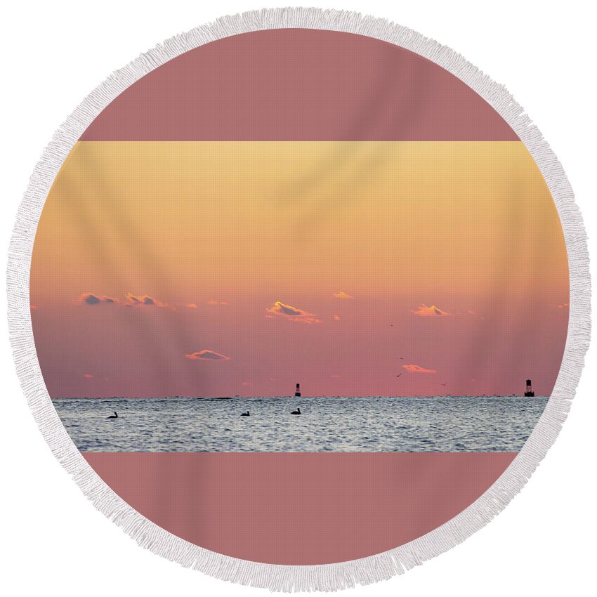 Sunset Round Beach Towel featuring the photograph Sunset Run Back in to Port by Donald Rogers