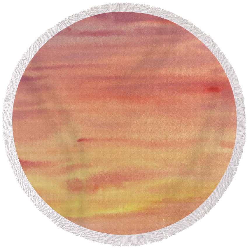 Sunset Round Beach Towel featuring the painting Sunset Sky by Lisa Neuman