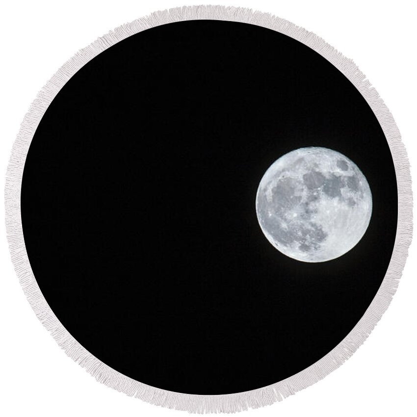  Round Beach Towel featuring the photograph Super Moon by Nicole Engstrom