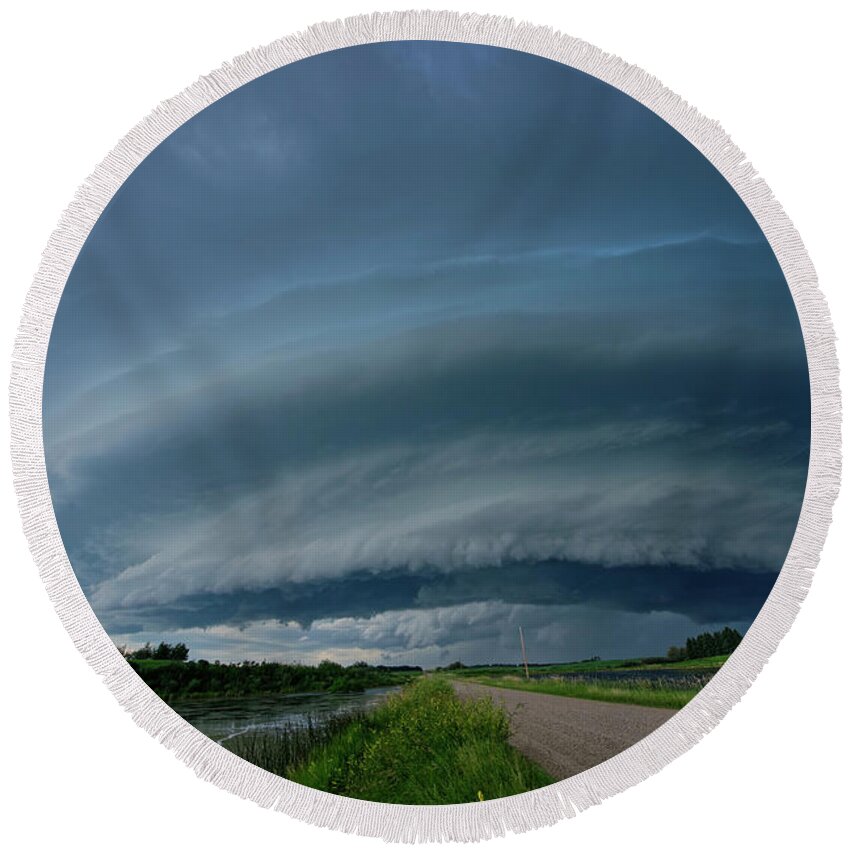 Landscape Round Beach Towel featuring the photograph Supercell by Dan Jurak