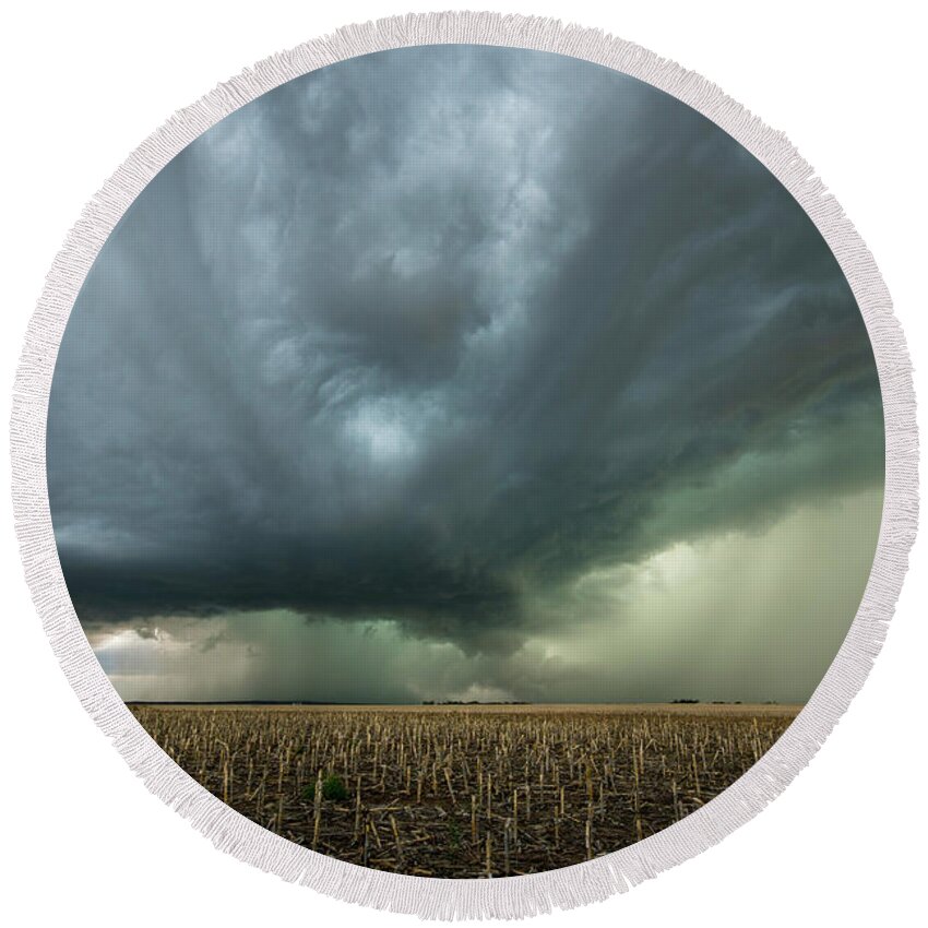 Mesocyclone Round Beach Towel featuring the photograph Supercell Storm by Wesley Aston