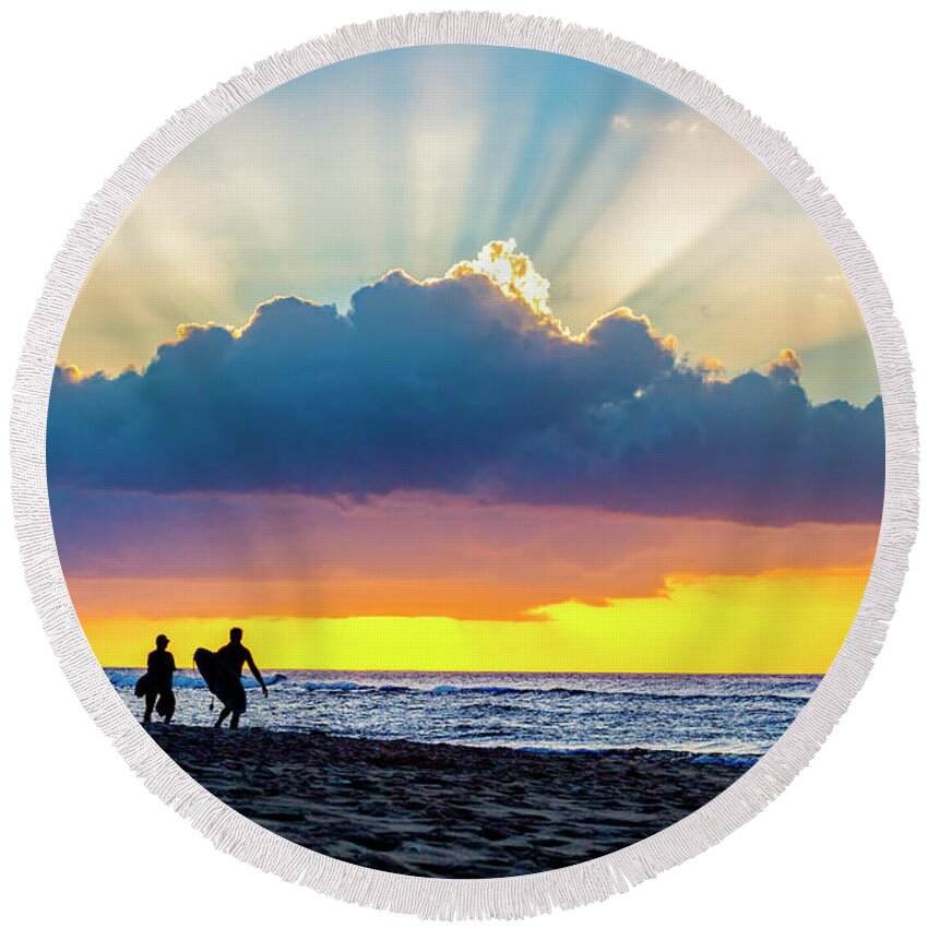 Minimal Round Beach Towel featuring the photograph Surf Rays by Sean Davey