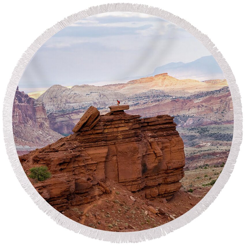 Utah Round Beach Towel featuring the photograph Surfing in Sulfur Creek Canyon by Cheryl Strahl