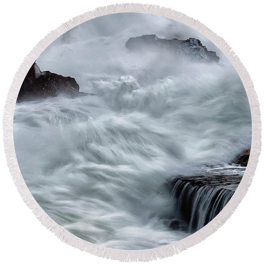 Ahtopol Round Beach Towel featuring the photograph Swallowed By The Sea by Evgeni Dinev