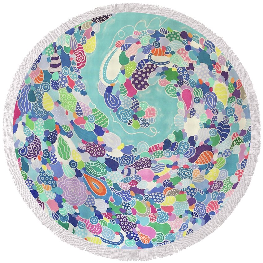 Pattern Art Round Beach Towel featuring the painting Sweeping Medley by Beth Ann Scott