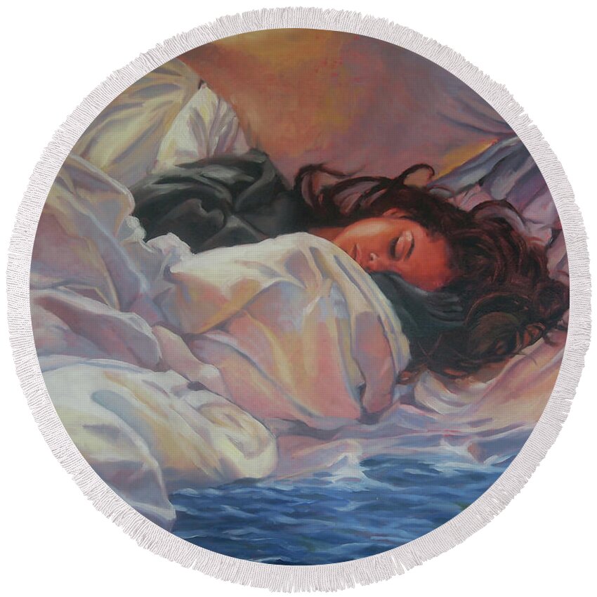 Sea Round Beach Towel featuring the painting Sweet Dreams of the Sea by Marguerite Chadwick-Juner