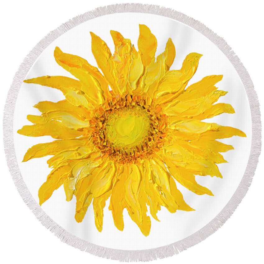Sunflower Round Beach Towel featuring the painting Sweet Sunshine by Jan Matson