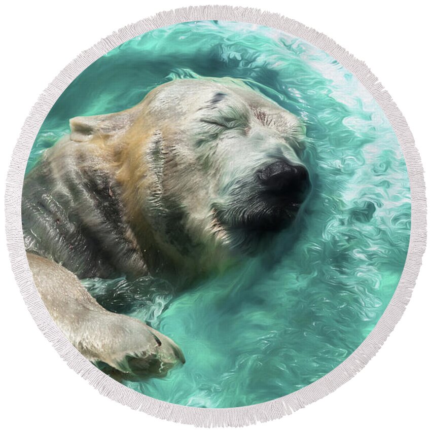 2019 Round Beach Towel featuring the photograph Swimming Bear by Wade Brooks