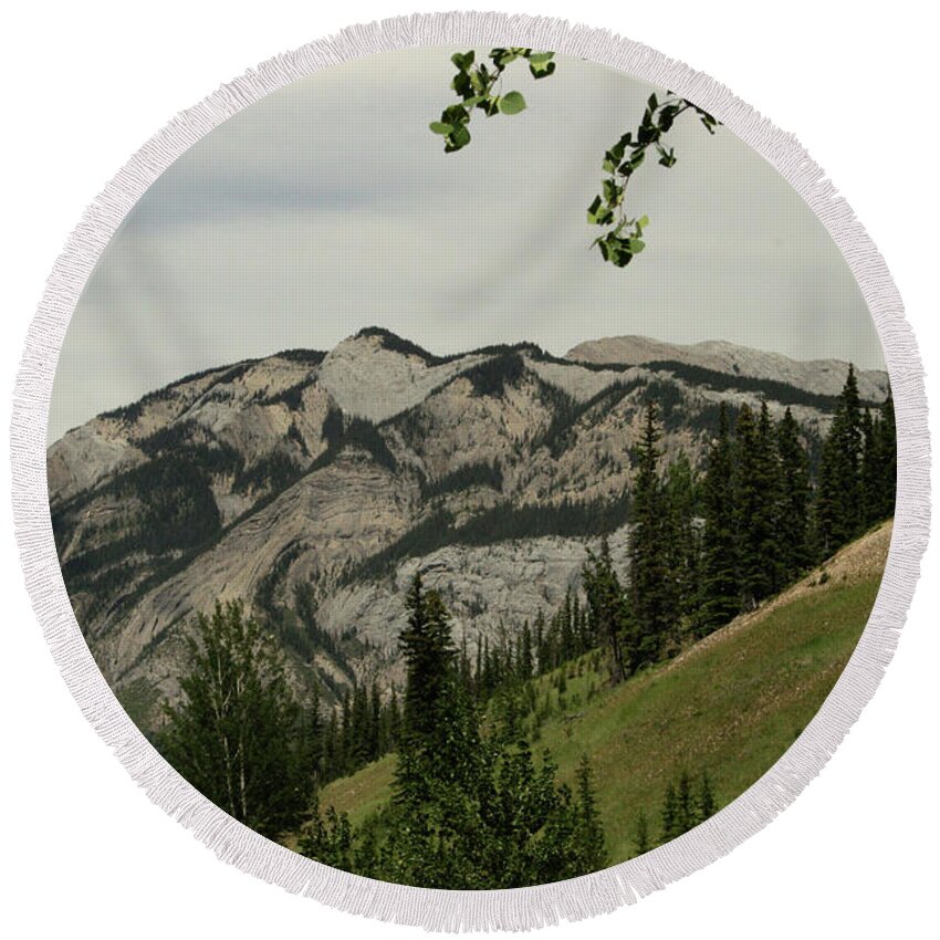 Beautiful Round Beach Towel featuring the photograph Swirly Top Mountain by Mary Mikawoz
