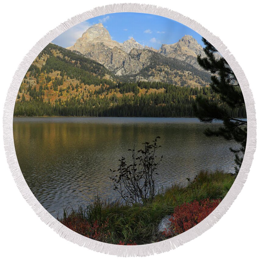 Taggart Lake In Autumn Round Beach Towel featuring the photograph Taggart Lake In Autumn by Dan Sproul