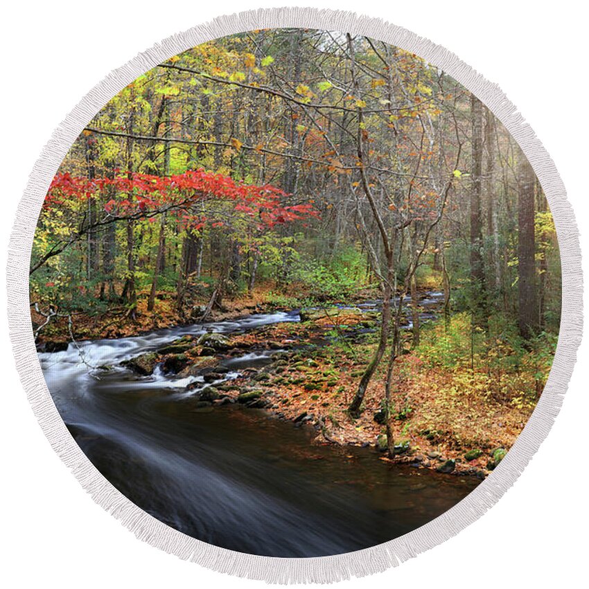 Tellico River Round Beach Towel featuring the photograph Tellico Awakening by Rick Lipscomb