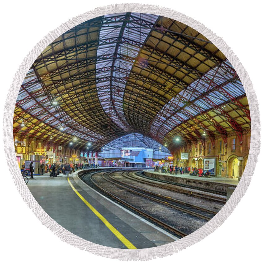 Bristol Round Beach Towel featuring the photograph Temple Meads Station by David R Robinson
