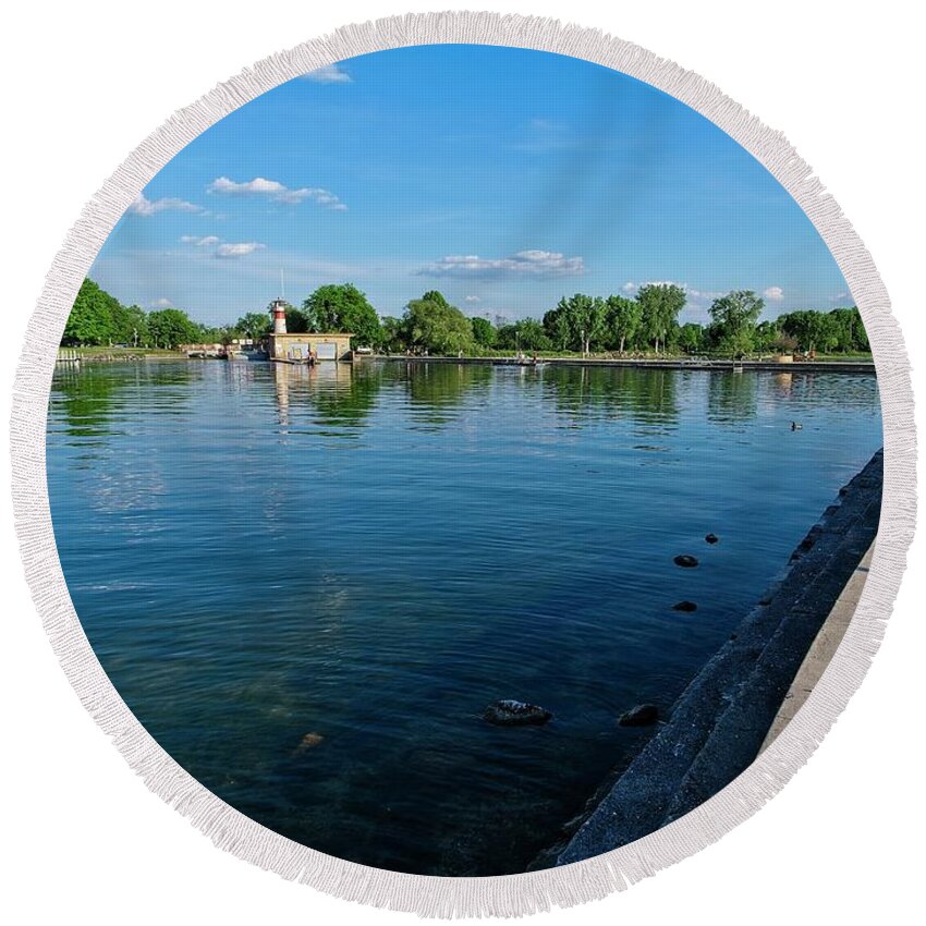 Tenney Round Beach Towel featuring the photograph Tenney Lock - Madison - Wisconsin 3 by Steven Ralser