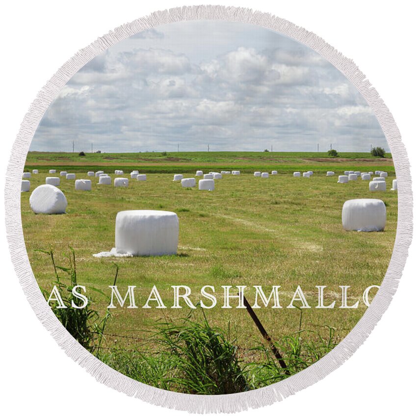 Harvest Round Beach Towel featuring the photograph Texas Marshmallows by Steve Templeton