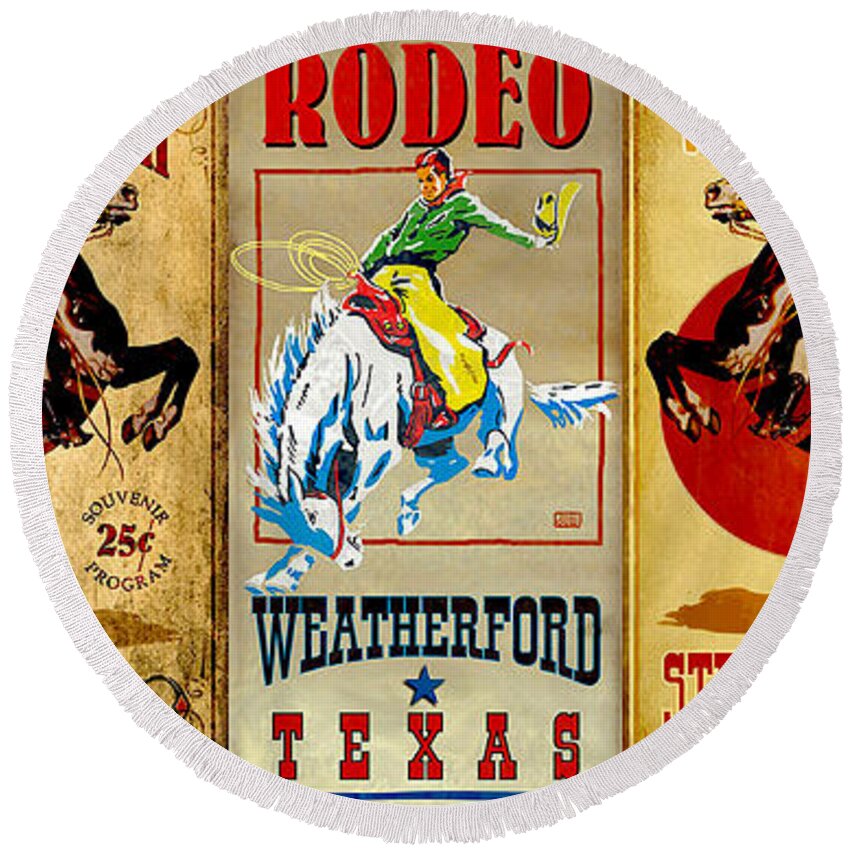 Texas Round Beach Towel featuring the digital art Texas Rodeos by Steven Parker