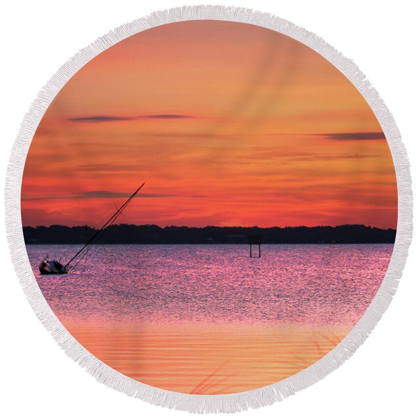 Fine Art Round Beach Towel featuring the photograph That Sinking Feeling by Robert Harris