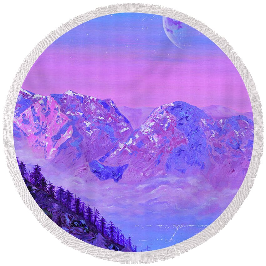 Landscape Round Beach Towel featuring the painting That Which You Believe Fragment by Ashley Wright