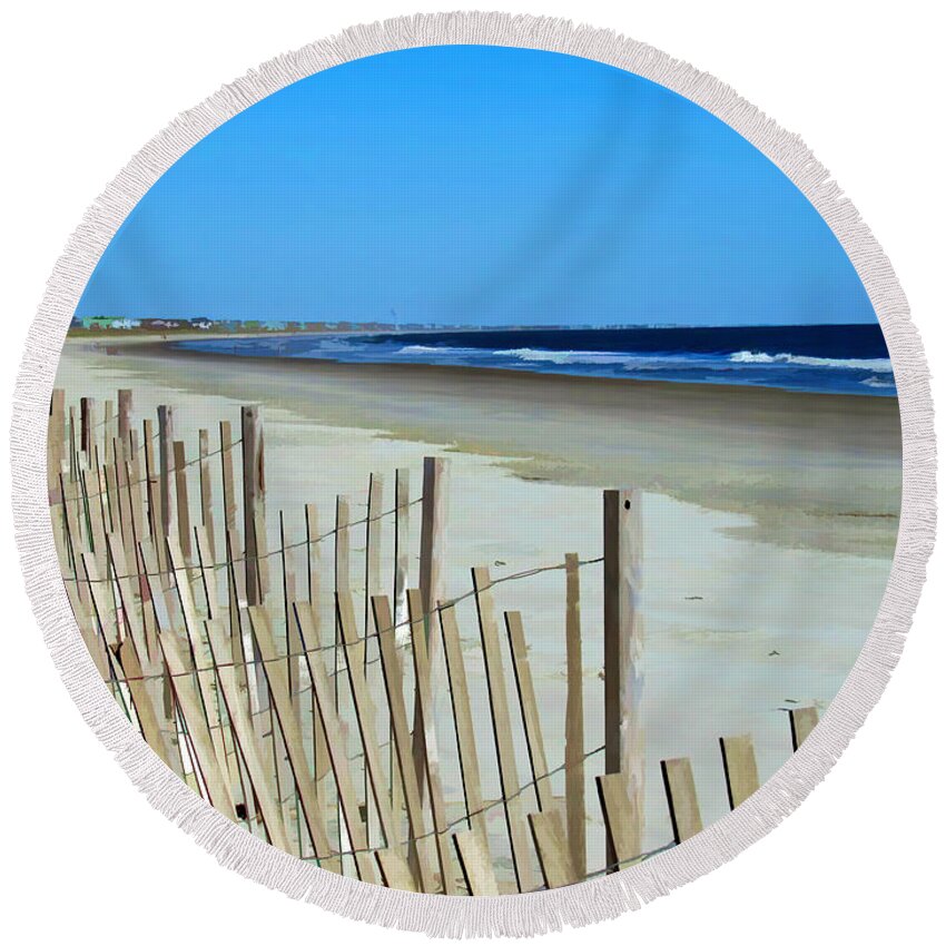 Beach Round Beach Towel featuring the photograph The Beach at Holden Beach North Carolina by Roberta Byram