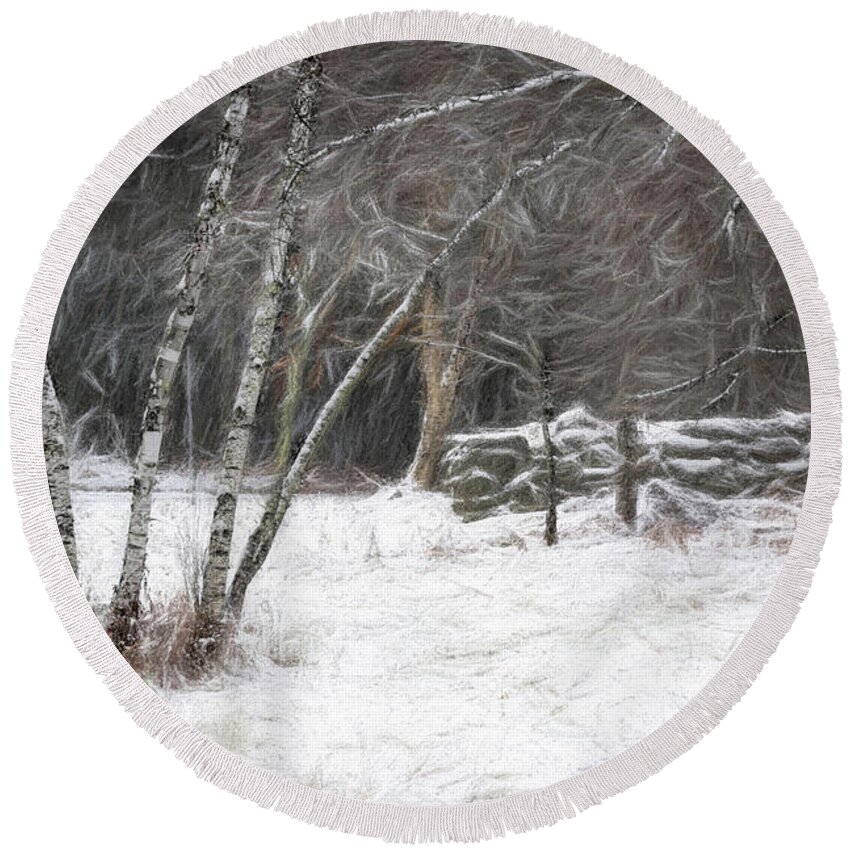 Birch Round Beach Towel featuring the photograph The Birches of Orris Road by Wayne King