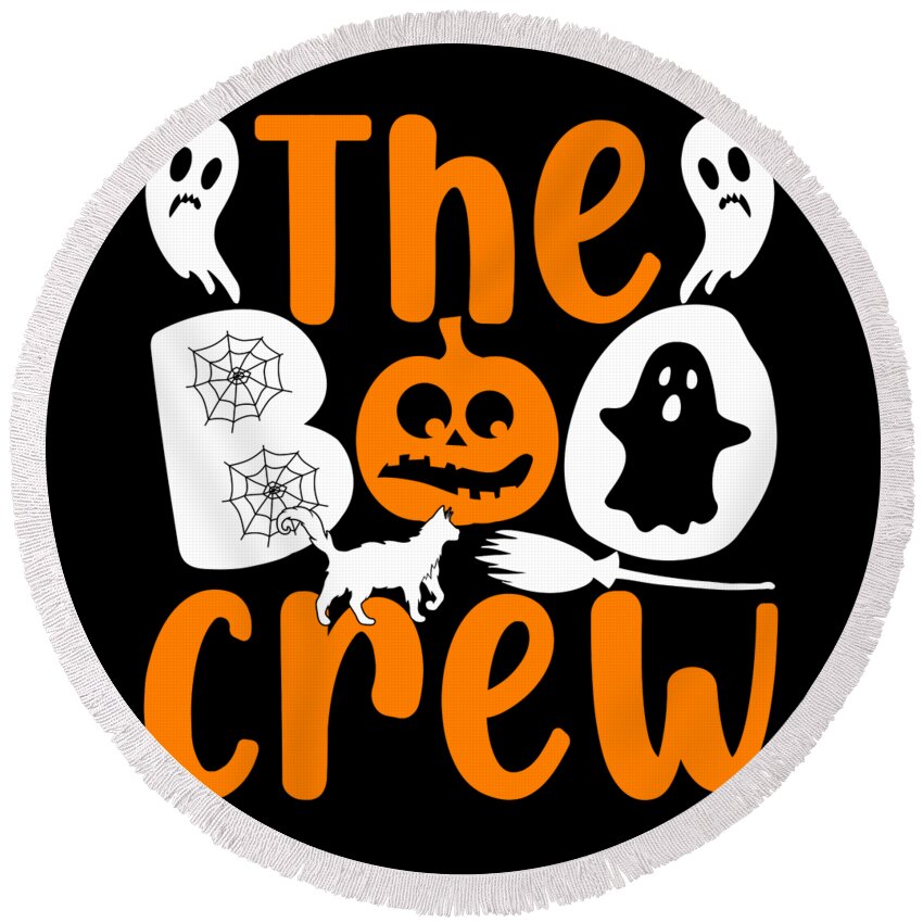 Halloween Round Beach Towel featuring the digital art The Boo Crew Halloween by Flippin Sweet Gear