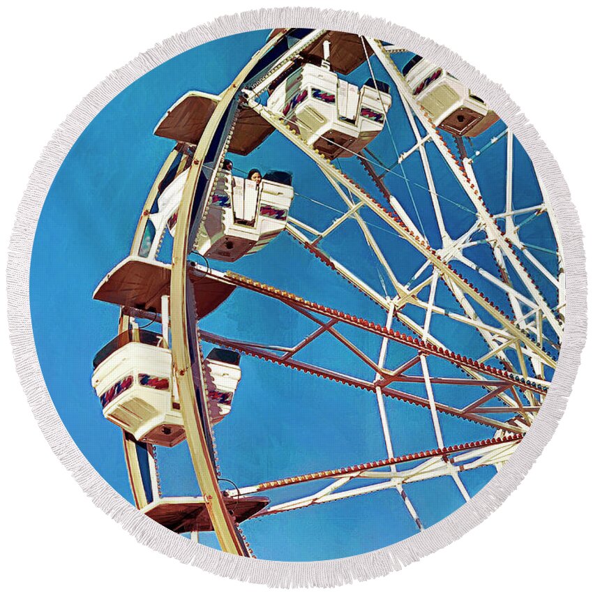 Carnival Round Beach Towel featuring the photograph The Carnival Wheel by GW Mireles
