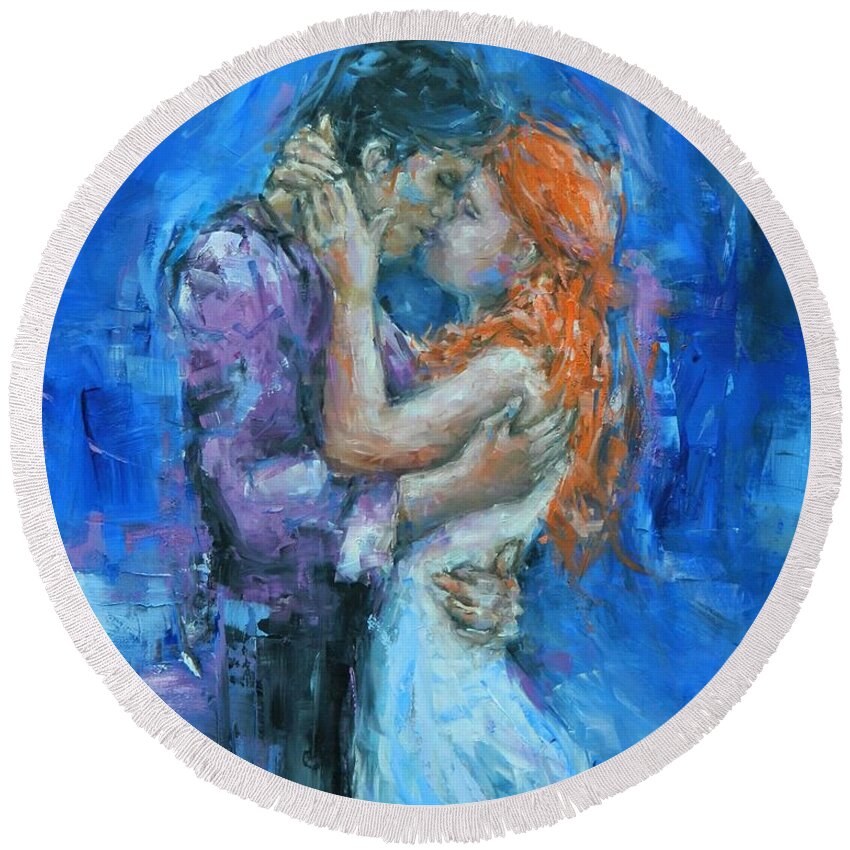 Love Round Beach Towel featuring the painting The Dance by Dan Campbell
