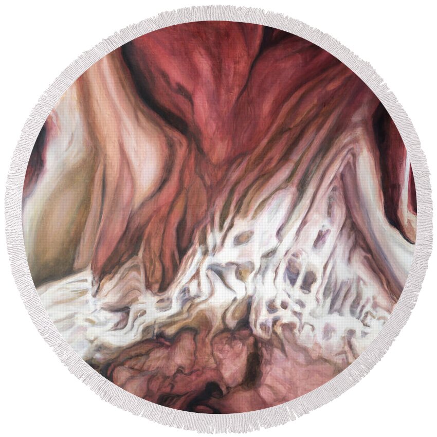 #artandoradiology; #painting; #artist; #oilpainting; #oilpainting; #art Round Beach Towel featuring the painting The Deviation of the Spine, Study 6 by Veronica Huacuja