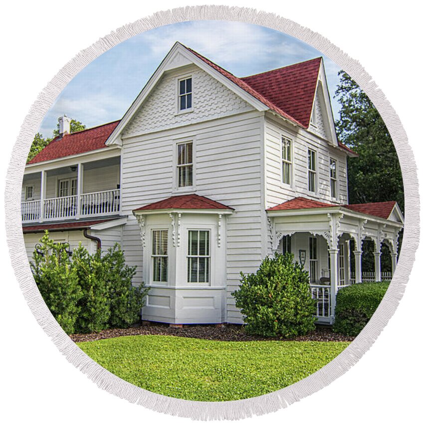 Beaufort Round Beach Towel featuring the photograph The Dice House 1895 - Beaufort North Carolina by Bob Decker