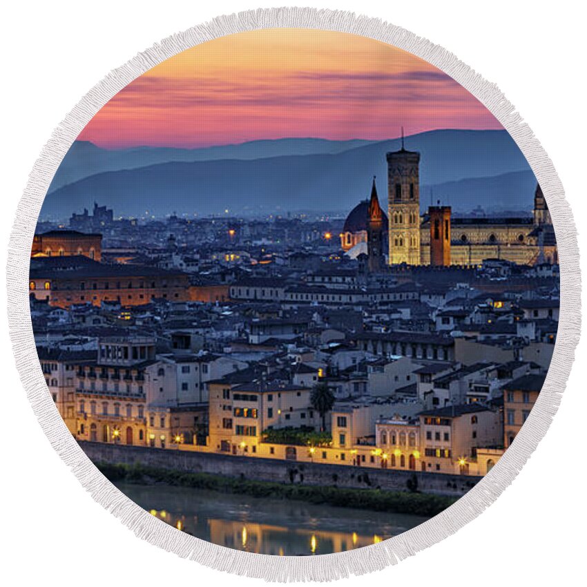 Gary Johnson Round Beach Towel featuring the photograph The Duomo in Florence, Italy by Gary Johnson