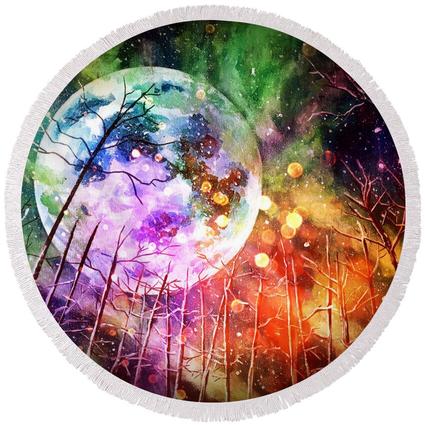 Moon Round Beach Towel featuring the painting The End Of Our Story by Joel Tesch