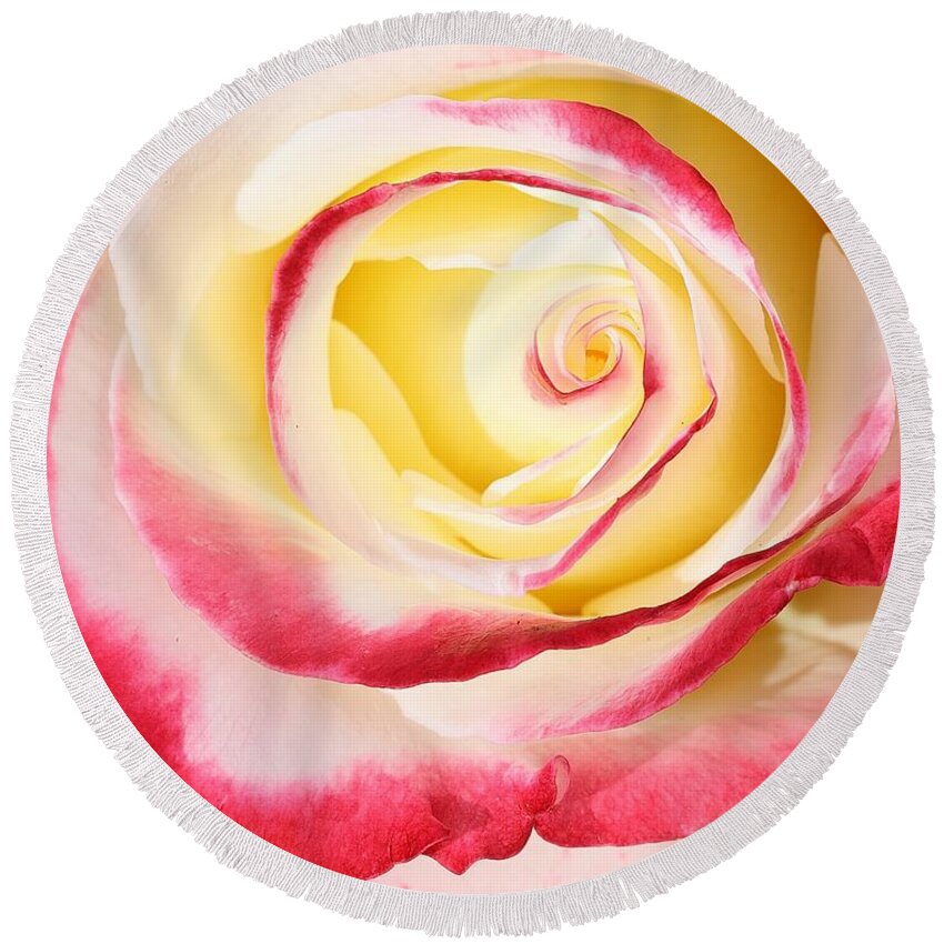 Roses Are Most Beloved And Symbolic Flowers. Love Round Beach Towel featuring the photograph The Eye of Beauty by Mingming Jiang
