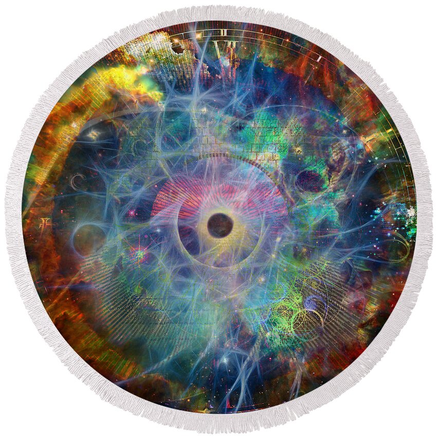 Space Round Beach Towel featuring the digital art The Eye of Time by Bruce Rolff