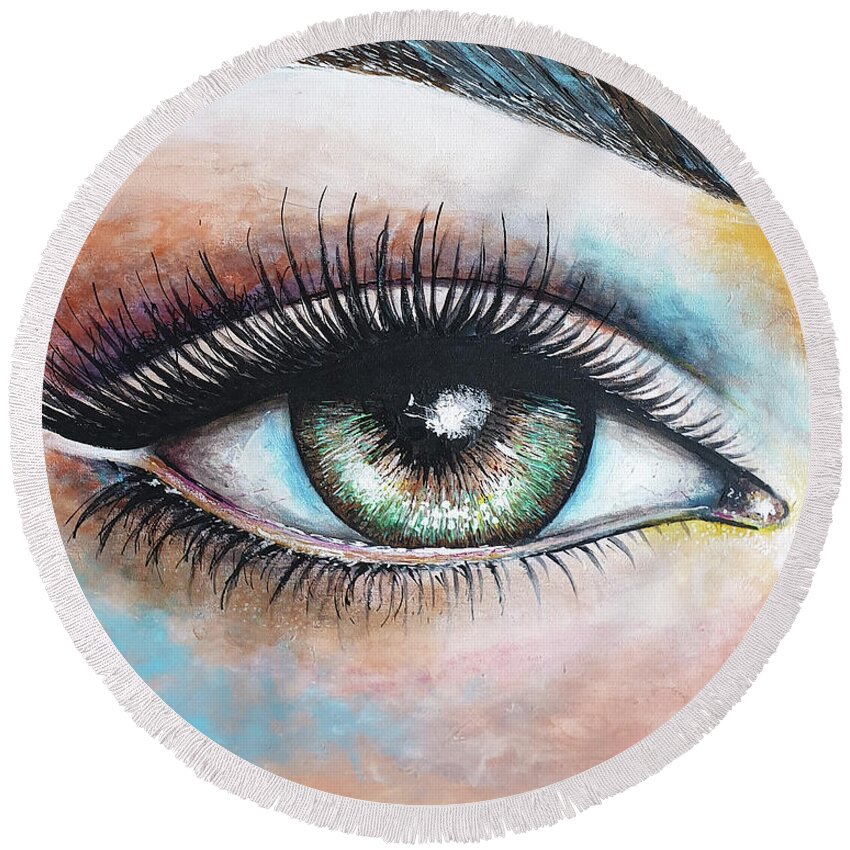 Eye Round Beach Towel featuring the painting The Eye by Themayart