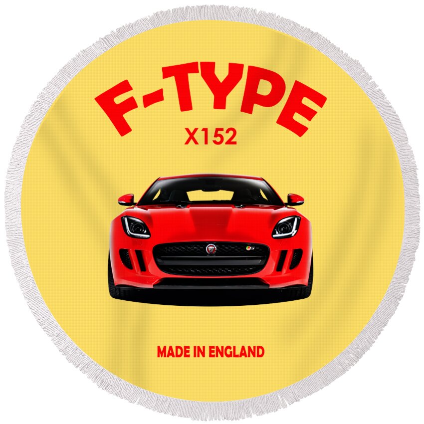 Jaguar F Type Round Beach Towel featuring the photograph The F-Type Face by Mark Rogan