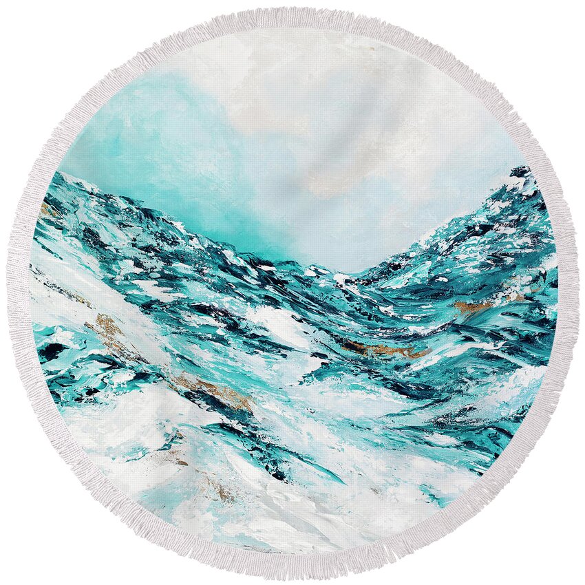 Ice Round Beach Towel featuring the painting The Falls by Tamara Nelson